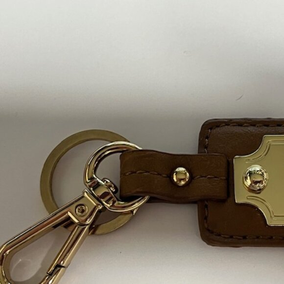 Tignanello Brown Leather Metal Key Fob Purse Clip & Ring Hang Tag - Picture 9 of 12